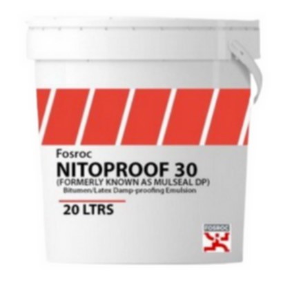 NITOPROOF 30 (20L)-Nitoproof 30 is a Single component cold applied rubber reinforced bitumen emulsion. The emulsion is dark brown in colour and dries to form a black flexible coating.
Single Component