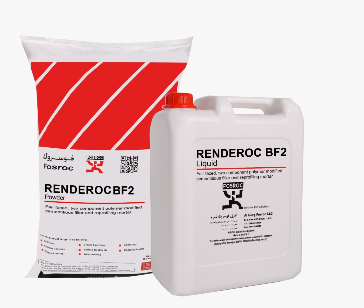 RENDEROC BF2 (21.66kg)- Two component polymer modified cementitious blow hole filler, the pack consist of liquid and powder ready to mix and use.Renderoc BF2 is designed for application to imperfectio